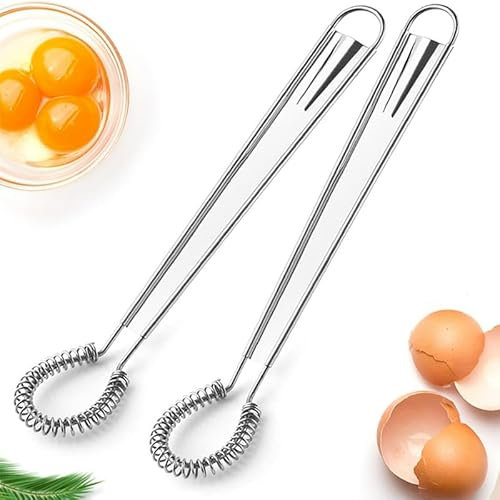 2 Pack Egg Whisk - Stainless Steel Sauce Gravy Whisk Egg Beater - Handheld Milk Frother Creamy Coffee Mixer Kitchen Accessories (2 Pack)