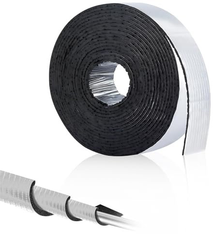 MaxEarn Pipe Insulation Wrap, 10M x 60mm Self Adhesive Outdoor Pipe Insulation, Foam and Aluminum Foil Pipes Insulation Kit for Winter Freeze Protection Heat Preservation Cold Hot Water Pipes