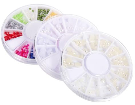 FRCOLOR Popping Pearl Plate Nail Charms for Craft Flat Back Nail Pearls for Diy Manicure Supply