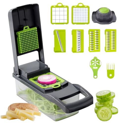 Luazvilkpsar Gemüseschneider Mandoline Gemüsehobel, Zwiebelschneider, 14 in 1 Multifunktion Würfelschneider, Kartoffelschneider, Obstschneider, Küchenhobel, Vegetable Chopper Dicer, Julienne