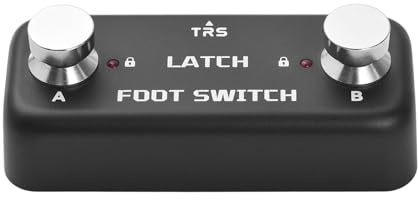 summina Doppel-Fußschalter Pedal 2-Fußschalter Pedal mit Sperrfunktion LED-Anzeige 6.35mm Stereo-Eingang Plug-and-Play für Lautsprecher-Effekte