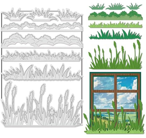 UNICRAFTALE 8 Stück Gras Metall Stanzformen Für Die Kartenherstellung Papierprägung Stanzformen Set Schablonen Vorlagen Form Scrapbooking Werkzeug Für Heimwerker Basteln Scrapbooking Fotorahmen Album