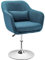HOMCOM Sessel Loungesessel mit Armlehne, Lendenkissen, Gepolstert Relaxsessel mit Metallrahmen, Leinenoptik, Höhenverstellbar Drehstuhl für Schlafzimmer, Wohnzimmer, Hellblau