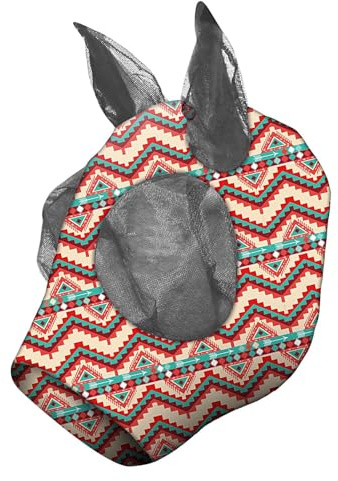 Maschera anti-mosche per cavallo con orecchie, protezione facciale equina | Maschera di protezione contro le mosche per uso esterno, coprendo naso, viso e orecchie di cavallo