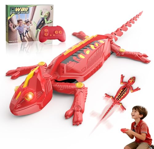 Weinsamkeit Gecko Radiocommandé 360° avec Lumières, – Lezard Télécommandé Rechargeable pour Enfants 3-12 Ans, Mouvements Réalistes, Parfait pour Garçons, Jouet d’Action Grimpant avec Lumière