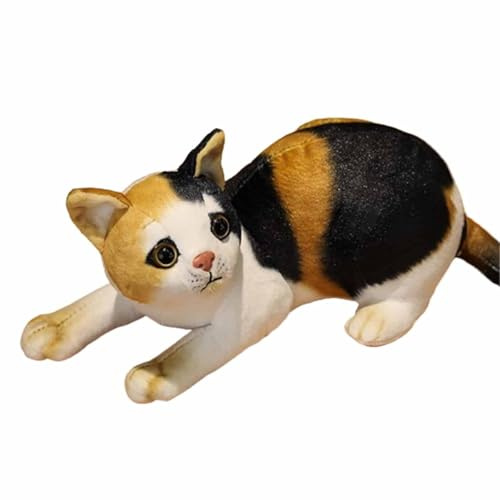 Xiyocadt Realistischen Katze Plüschtier, 30cm Niedliches Katze Plüschtier Spielzeug, Weiche Plüschkatze Geschenk für Jungen und Mädchen (Dreifarbige Katze,30cm)