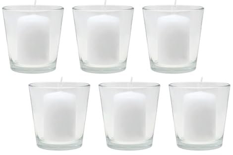 Unbekannt 6X Votivglas 6X Votivkerze Weiß Kommunion Konfirmation Hochzeit Taufe Tischdeko