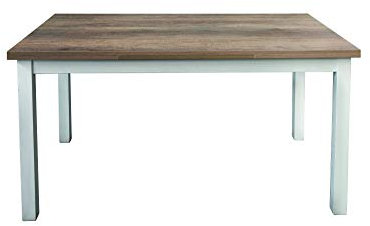 Fashion Commerce KONTE.Design Mesa Positano Extensible de Madera Efecto Roble, Estructura de Metal Blanco, 110 x 70 x 75 cm