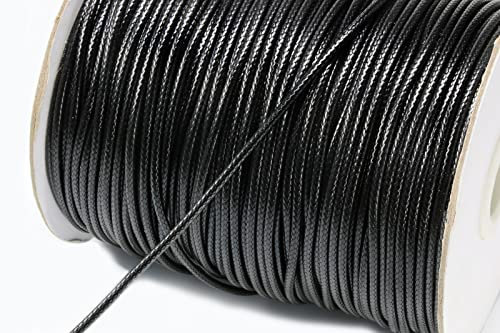 INWARIA – Reißfeste Kordel gewachst | 5m x 1mm | Armbänder zum selber Machen | Perlenschnur zur Schmuck Herstellung | DIY Band für Armbänder | Große Farbauswahl | Schwarz