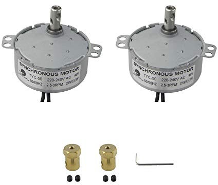 CHANCS Plattenspieler-Motor TYC-50 220 V 2,5–3 U/min Synchronmotor mit 7 mm Bohrung, flexible Welle, flexibler Kupplungsanschluss, Plattenspieler-Getriebe für Mikrowelle, 2 Stück