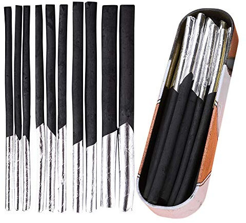AIDIER 10Pcs Charcoal Sticks Artist Willow Charcoal Black Willow Sticks for Artists Vine Charcoal Sticks for Sketching Shading Charcoal Drawing Set for Kids Adults Beginners Art Supplier Gift 4 Sizes