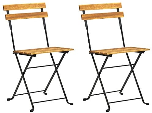 vidaXL 2X Akazienholz Massiv Gartenstuhl Klappbar Essstuhl Klappstuhl Terrassenstuhl Balkonstuhl Stuhl Stühle Holzstuhl Gartenmöbel Stahl