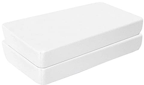 Spannbettlaken 55x90 cm Baby Baumwolle Beistellbett 2er Set - Doppel-Pack - weiß weiß - mit Gummizug weiches Jersey-Strech für perfekte Passfom an den Ecken - Jungen & Mädchen