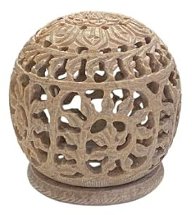 Ajuny Handgeschnitzter Kerzenhalter aus Speckstein – dekorativer Vintage-Kerzenhalter für Tisch, Büro und Wohnzimmer, Teelichthalter, Geschenk zur Dekoration für Zuhause