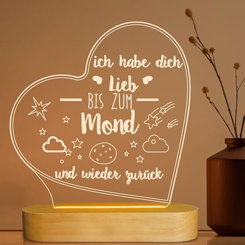 3D-Illusions-Nachtlicht Ich liebe dich bis zum Mond und zurück Tischlampe für Mädchen Romantische Weihnachtsgeschenkideen
