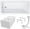 KOLMAN Badewanne MODERN Rechteck 160x70 mit Wannenträger, Ablaufgarnitur und Füßen Komplettset 4in1 Premium Original Acryl Wanne Siphon