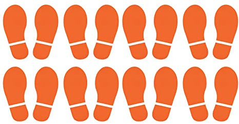 PATIKIL 5,9 x 2,5 Zoll Fußabdrücke Bodenaufkleber, 8 Paar PVC-Schuhe, Fußabdruck, Boden, Wand, Treppe, Aufkleber für Zuhause, Klassenzimmer, Dekoration, Orange