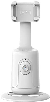 Camnoon Smart 360° Auto Face Tracking Selfie-Gimbal, Selfie Stick Gimbal-Stabilisator, Keine APP erforderlich mit verstellbarem Objektiv, Stabile Basis, Handyhalter für Smartphone Vlog (Weiß)