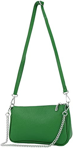 modamoda de - T237 - Umhängetasche Klein Small aus ital. Leder, Farbe:Blattgrün