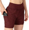 YSENTO Damen Sport Shorts Sommer 2 in 1 Kurze Sport Training Jogging Fitness Lauf Yoga Hose Schnelltrocknende mit Tasche(Wein rot,M)