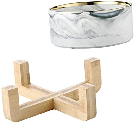 TOPBATHY 1 lot de gamelles en céramique pour chat - Plateau à fruits - Plateau rond en marbre - Gamelle surélevée pour chien - Distributeur d'eau