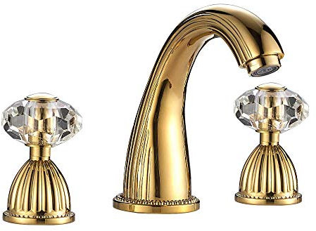 Armaturen, vergoldeter Glasgriff Messingmaterial 8 Zoll breiter Waschbecken-Wasserhahn 3/Satz Küchenspüle Mixer Autowaschhahn good