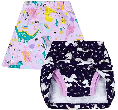 FLYISH DIRECT Töpfchen Trainingshose für Mädchen, Kinder Töpfchentraining-Rock Mädchen Toilettentraining Unterwäsche, Bequem und Saugfähig, 2er Pack, 100/3T