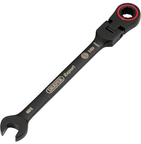 Draper 03914 Expert HI-TORQ Metric Flexible Head Ratchet Combination Spanner, 8mm, Black