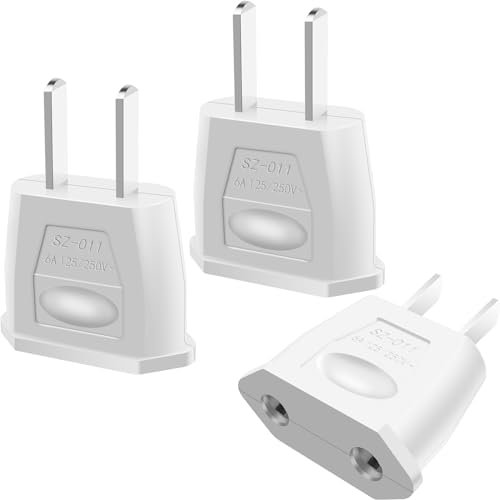 3 Pièces Adaptateur Prise USA de Voyage, Tixlux Adaptateur de Voyage Prise France/Allemagne/Europe vers USA amérique/uS/Chine, Japon Canada, Mexique (Blanc)