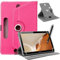 SU 10 inch Tablet Case - Universal Stand Case Folio Cover Magic Leather 360° Rotating Case Fits for ALL 10in Inch & 10.1in Inch Tablets + Stylus Pen (PINK)