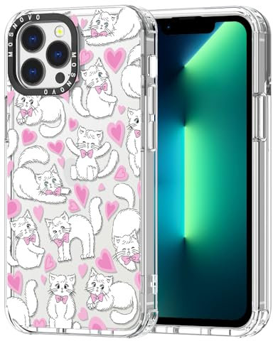 MOSNOVO Case for iPhone 13 Pro Max, [Buffertech 6.6ft Military-Grade Drop Protection] [Anti Peel Off Tech] Clear TPU Bumper Phone Case Cover Design - Kitties