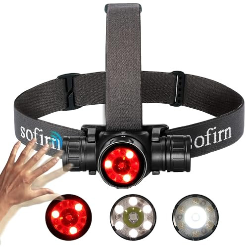 Sofirn HS21 Stirnlampe LED Wiederaufladbar, Superhelle Kopflampe 2200 Lumen, Verstellbare Stirnlampe mit Rotlicht, Gelblicht & Weißlicht Geeignet für Wandern, Bergsteigen, Arbeiten und Notbeleuchtung