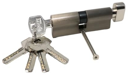 Profilzylinder mit Knauf 80 mm – Sicherheitszylinder mit Bohrschutz, 5 Bohrmulden-Schlüsseln & Schraube – für Innen- & Außentüren, langlebig, DIN-kompatibel, nachschlüsselbar