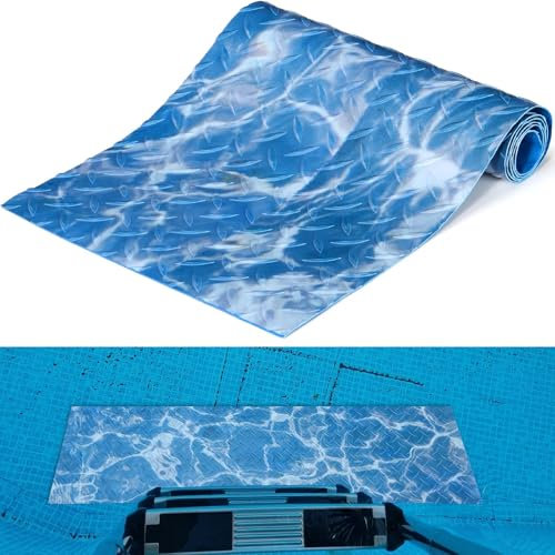 Drydiet Tapis de protection antidérapant pour échelle de piscine avec texture Accessoires essentiels pour piscine hors sol, revêtements et escaliers (motif eau bleue, 91,4 x 22,9 cm)