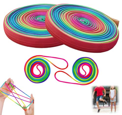 4 Rollen Gummitwist Kinder, 6 Meter Hüpfgummi, 1.6 Meter Fingerspiel Schnüre, Gummi Twist, Twister Spiel, Springseil Kinder 8 Jahre, Indoor & Outdoor Kinderspiele, Twister Kinder, Finger Seile
