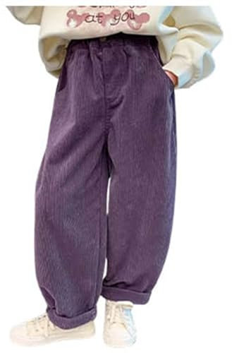 Pantalon Velours Côtelé Enfant Garcon Hiver 8-15 Ans Pantalon Taille Elastique Garçon Ample Pas Cher Chic Confortable Casual Jogging Vacances Fashion Sweatpants Trousers (Purple, 12-13 Years)