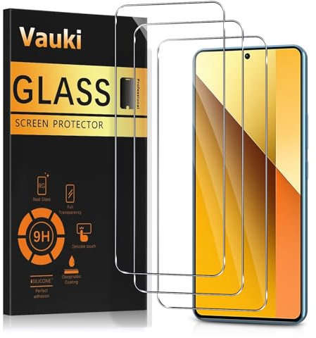 Vauki 3 Piezas Protector Pantalla para Xiaomi Redmi Note 13 5G/4G 6,67,Cristal Templado, Dureza 9H, Ultra Transparente, Anti Arañazos, Sin Burbujas,Ultra Resistente,Clear