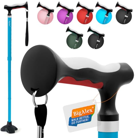 BigAlex Gehstock Klappbar für Damen und Herren, Faltbare, Höhenverstellbare Gehstöcke für Senioren & Erwachsene Stabil, Stöcke mit Rutschfester Quad-Basis, Eleganter Stock für Aufstehhilfe, Gehhilfe