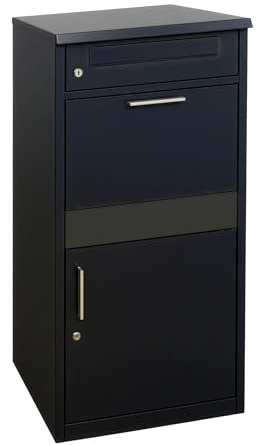 Relaxdays boîte aux Lettres autoportante, Compartiment Colis, Fer laqué Noir, 112 x 50 x 37 cm, 4 clés