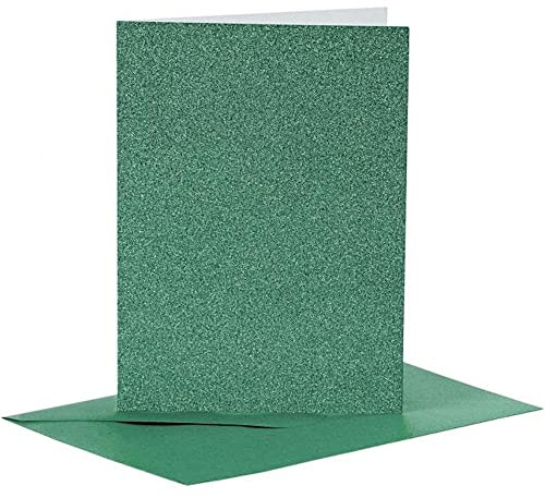 23026 Cards and Env 10.5x15cm 4pk green glitter