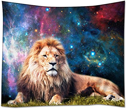 YISUMEI 150x230 cm Tapisserie Wandteppich Wandbehang Tabelle Vorhang Wand Decor Tisch Couch Bezug Picknick Decke Beach Überwurf Löwe Tiere Galaxy Grün