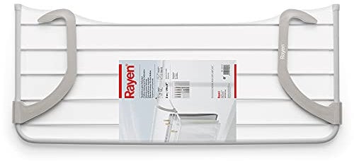 Rayen | Tendedero para Balcones | 5 m de Superficie de tendido | Tendedero para pequeñas coladas | para Interior y Exterior | Dimensiones: 81 x 37,5 x 15 cm | Color Blanco Y Gris | 81 x 37.5 x 15 cm