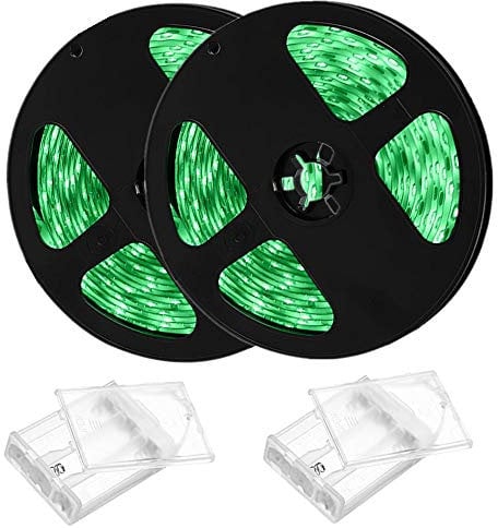 Sunboia LED Streifen 2x1m,LED Stripes Licht LED Band Stripe Lichterkette Bänder mit Batteriebox,SMD5050 wasserdichte Bandlampen für Hochzeit,Weihnachten Halloween Partei Dekoration beleuchten-grünes