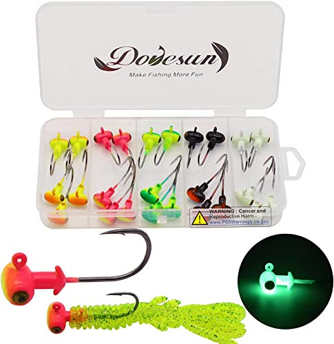 Dovesun Jigköpfe Set Angelhaken Fußball Jighaken Angelzubehör für Gummiköder mit Sechs Gewichte 3.5g 25Stück