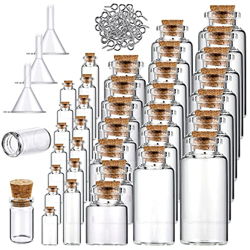 Geiserailie 45 Pcs Spell Jar Mini Glass Potion Bottles Cork Stopper,Medium