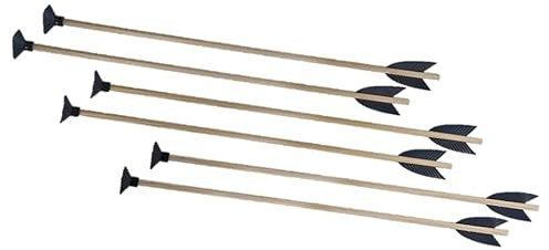 Jamso Design 6 Pfeile für Kinder mit Lederfeder 35 cm, Bogensport Holzpfeil mit Saugnapf