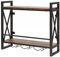 GiantexUK Wall Mounted Wine Rack, 2/3-Tier Metal Frame Wine Storage Shelf Rack with Glass Holders, Floating Champagne Bottle Display Holder for Kitchen Dining Living Room Bar (2-Tier, 60 x 20 x 55cm)