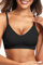 Vertvie Nahtloser BH Damen Ohne Bügel V Ausschnitt BH mit Gepolstert Push Up Soft BH Bequemer Weicher Ultrakomfortable BH Seamless Bra(1pc Schwarz,S)