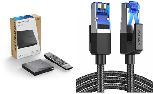 Formuler Z11 Pro 4K Android 11 OTT 2 Go RAM 16 Go Flash WiFi Noir & UGREEN Cat 8 Câble Ethernet Réseau RJ45 Super Débit 40Gbps 2000MHz Nylon Tressé Double Blindage
