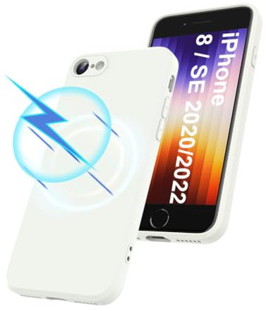 Garegce Magnetisch Hülle für iPhone SE 2020/SE 2022 und iPhone 8, kompatibel mit MagSafe, Stoßfest Kratzfest Ultradünn Silikon Handyhülle für iPhone SE 2./3. Generation, 4,7 Zoll, Weiß